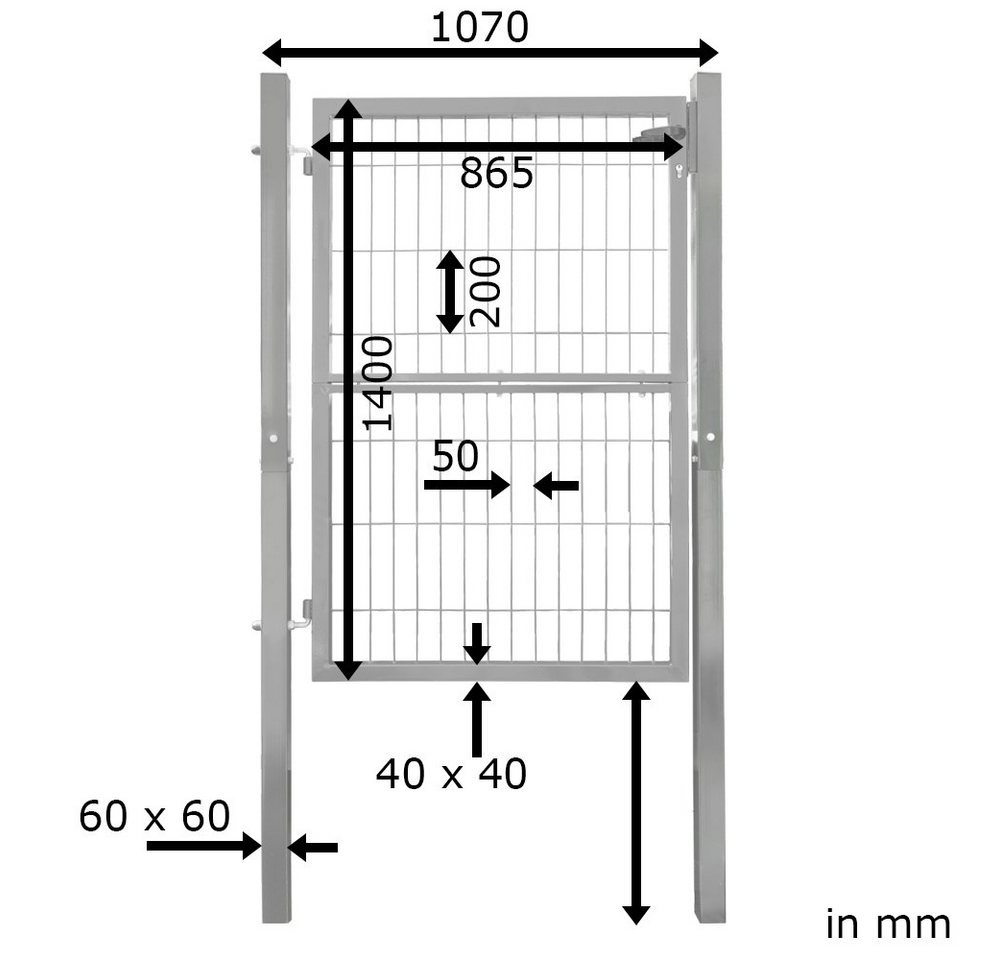 V2Aox Gartentor Gartentor Gartentür Zauntür Zauntor Pforte Grün 140 cm Quadratrohr Bild 2