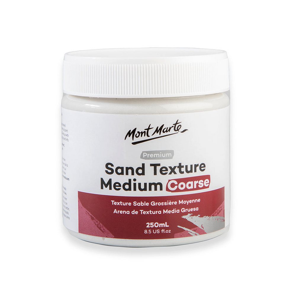 Mont Marte Malpaste - Strukturpaste Grob 250ml - Weiß Sand Textur Paste, Acryl/ Öl Medium, Perfekt für 3D-Effekte und Strukturen, Schnelltrocknend