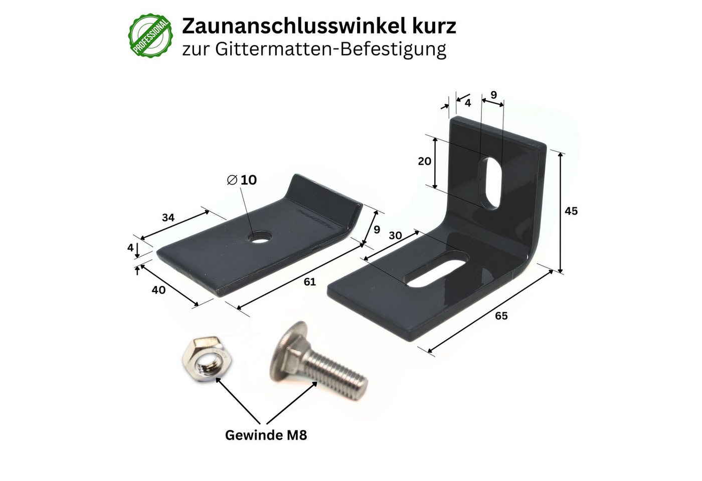 ZAUNIVERSUM Doppelstabmattenzaun 3x Zaunanschlusswinkel Doppelstabmatten Zaun Winkel Grün (RAL 6005), (3 Stück, Stabil, Wetterfest), Zaunzubehör