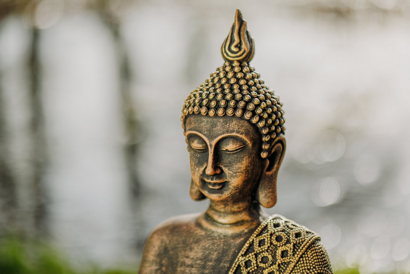 gartendekoparadies.de Gartenfigur Thailändische Buddha Statue, Steinfigur H. 49 cm, 16 kg, Frostsicher Bild 3