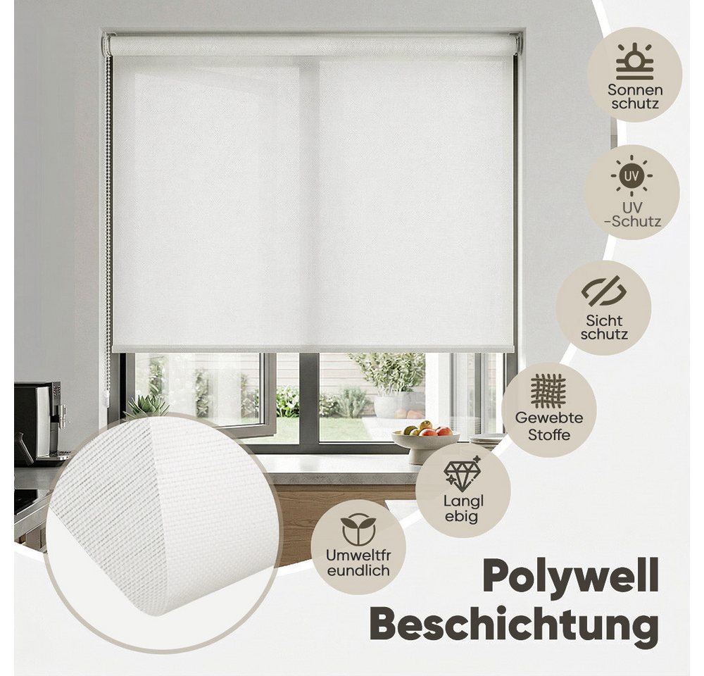 Rollo Seitenzugrollo Verdunkelungsrollo ohne Bohren verdunkelnd Rollo, Sekey, Klemmfix, Klemmfix, Nachhaltiges Papiergewebe mit Leinenstruktu Seitenzugrollo Sichtschutz