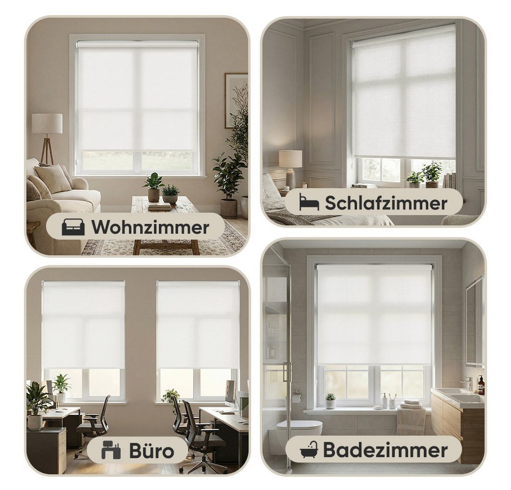 Rollo Seitenzugrollo Verdunkelungsrollo ohne Bohren verdunkelnd Rollo, Sekey, Klemmfix, Klemmfix, Nachhaltiges Papiergewebe mit Leinenstruktu Seitenzugrollo Sichtschutz Bild 2
