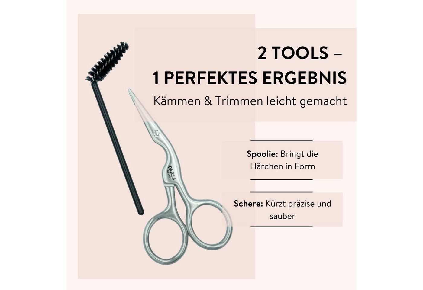 PARSA Beauty Augenbrauenschere Essential Augenbrauenschere mit Spoolie, präzises Trimmen Bild 2