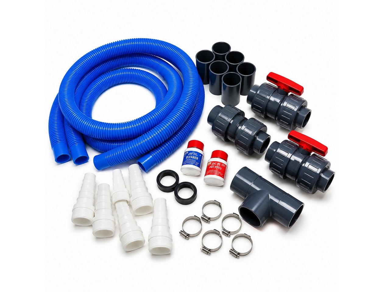 COIL Bypass-Set Universal Komplettset mit Kugelhähnen, für Pool Wärmepumpe, max. 16 bar, PVC, 50 mm, Selbstmontage für Schwimmbadheizung