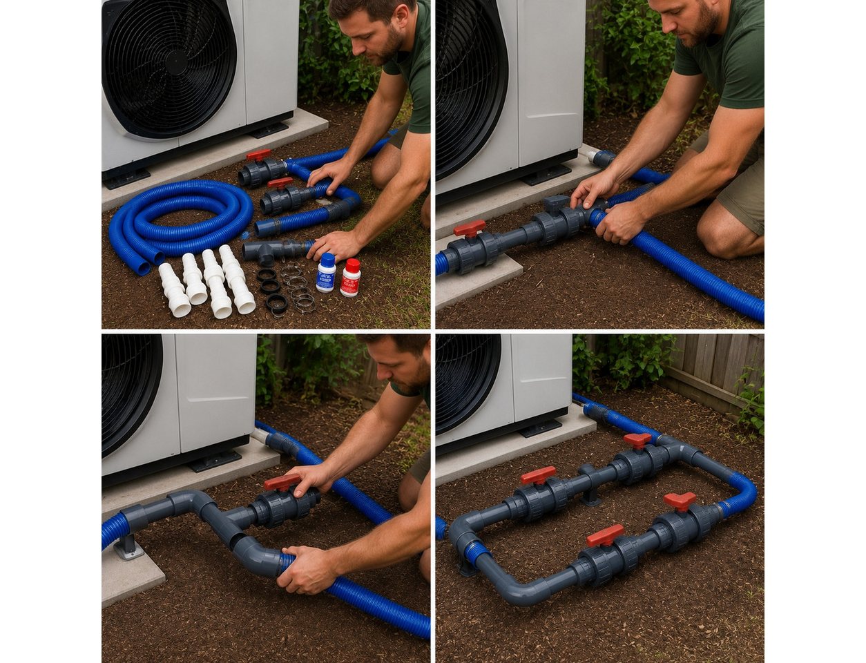 COIL Bypass-Set Universal Komplettset mit Kugelhähnen, für Pool Wärmepumpe, max. 16 bar, PVC, 50 mm, Selbstmontage für Schwimmbadheizung Bild 3