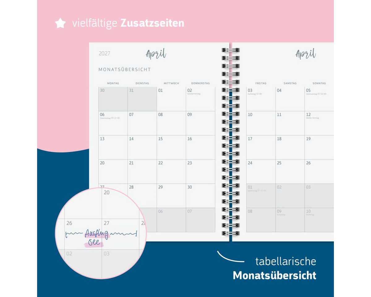 BRUNNEN Buchkalender Schülerkalender A5 1 Woche/2 Seiten Ocean 2026/2027 Bild 2