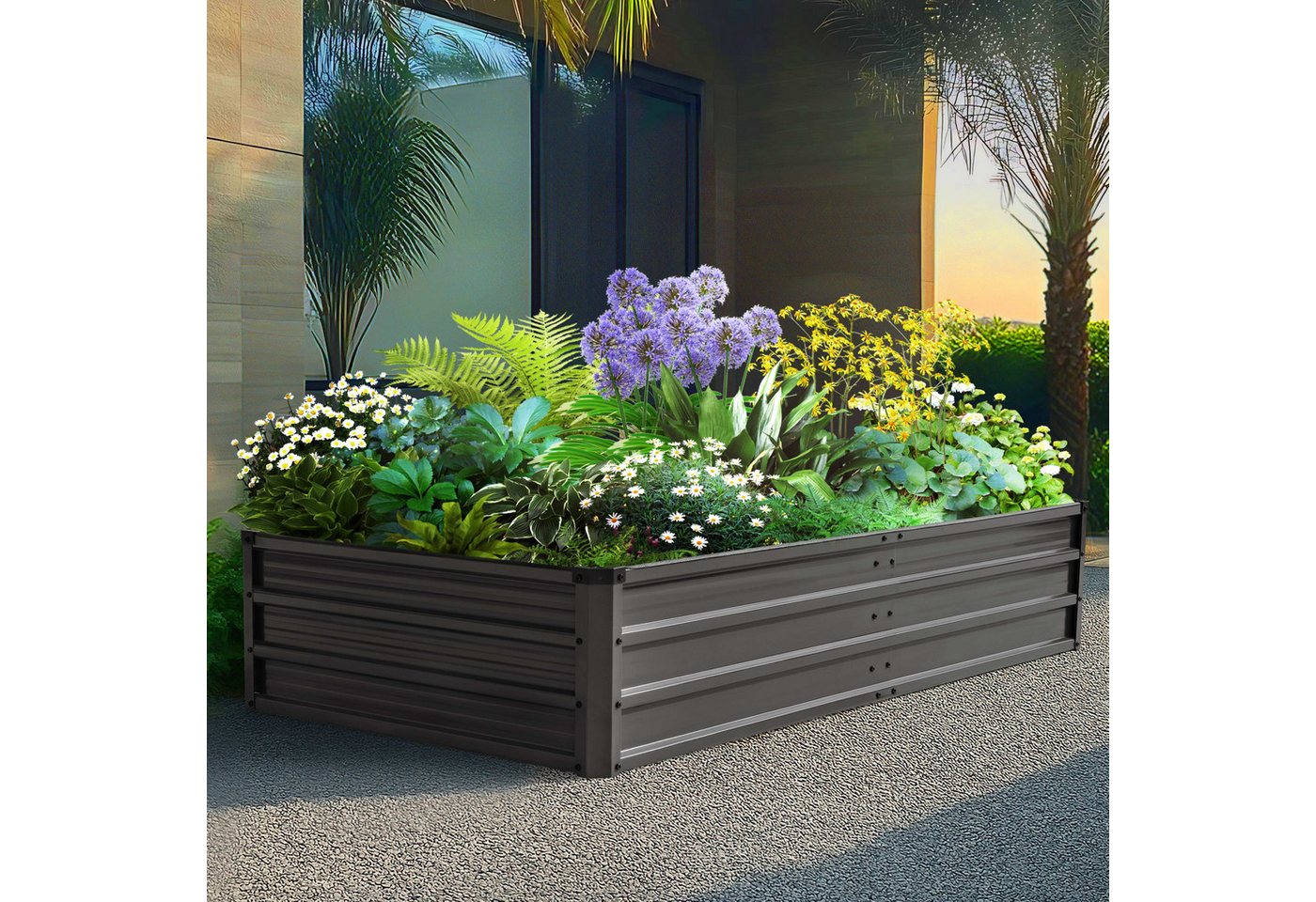 Avestar Hochbeet Rechteckiges verzinktes Gartenbeet 180×90×35 cm dunkelgrau (1 St), stabiles Pflanz- und Gemüsebeet für Terrasse und Außenbereich Bild 4