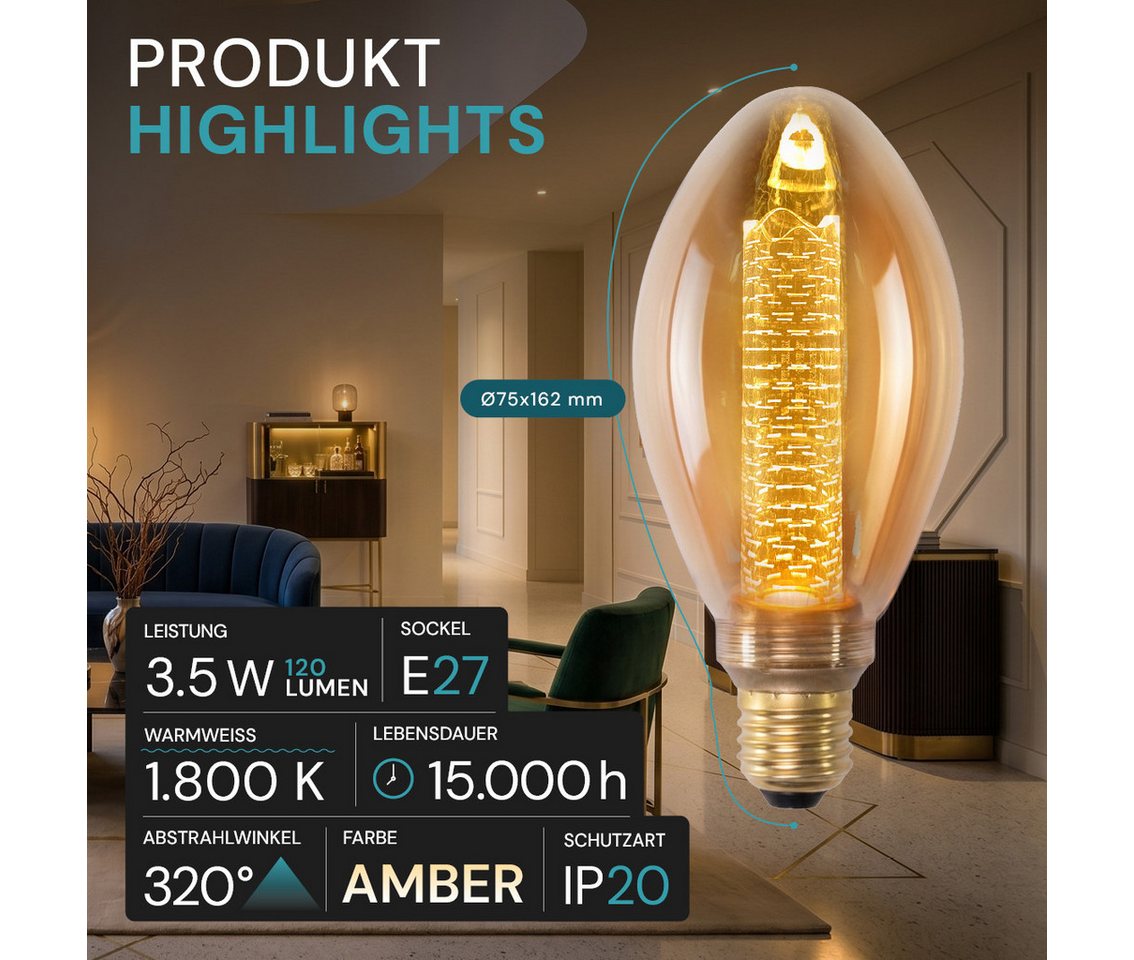 LUXULA LED-Leuchtmittel LUXULA LED-Leuchtmittel E27 3,5 W 1800 K Warmweiß, E27, Warmweiß Bild 5