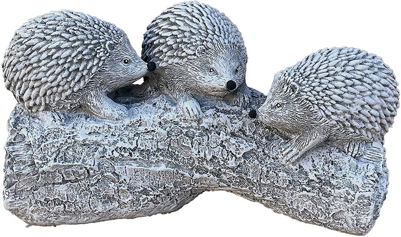 Stone and Style Gartenfigur Frostfeste Steinfigur 3 Igel auf Baumstamm Bild 5