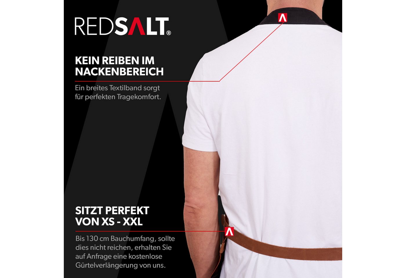 REDSALT® Grillschürze Premium Lederschürze braun, Profi Grillschürze 84x62 cm, 100% Wildleder, Rindsleder Bild 4
