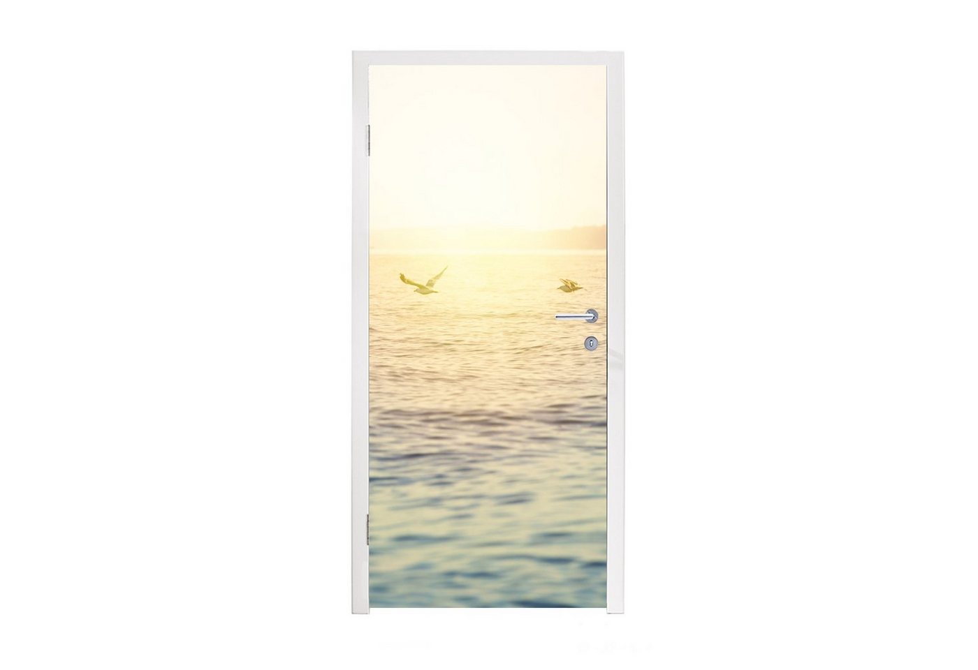 MuchoWow Türtapete Meer - Möwe - Sonne, Matt, bedruckt, (1 St), Selbstklebende Tapete, Folie für Möbel, 75x205 cm Bild 2