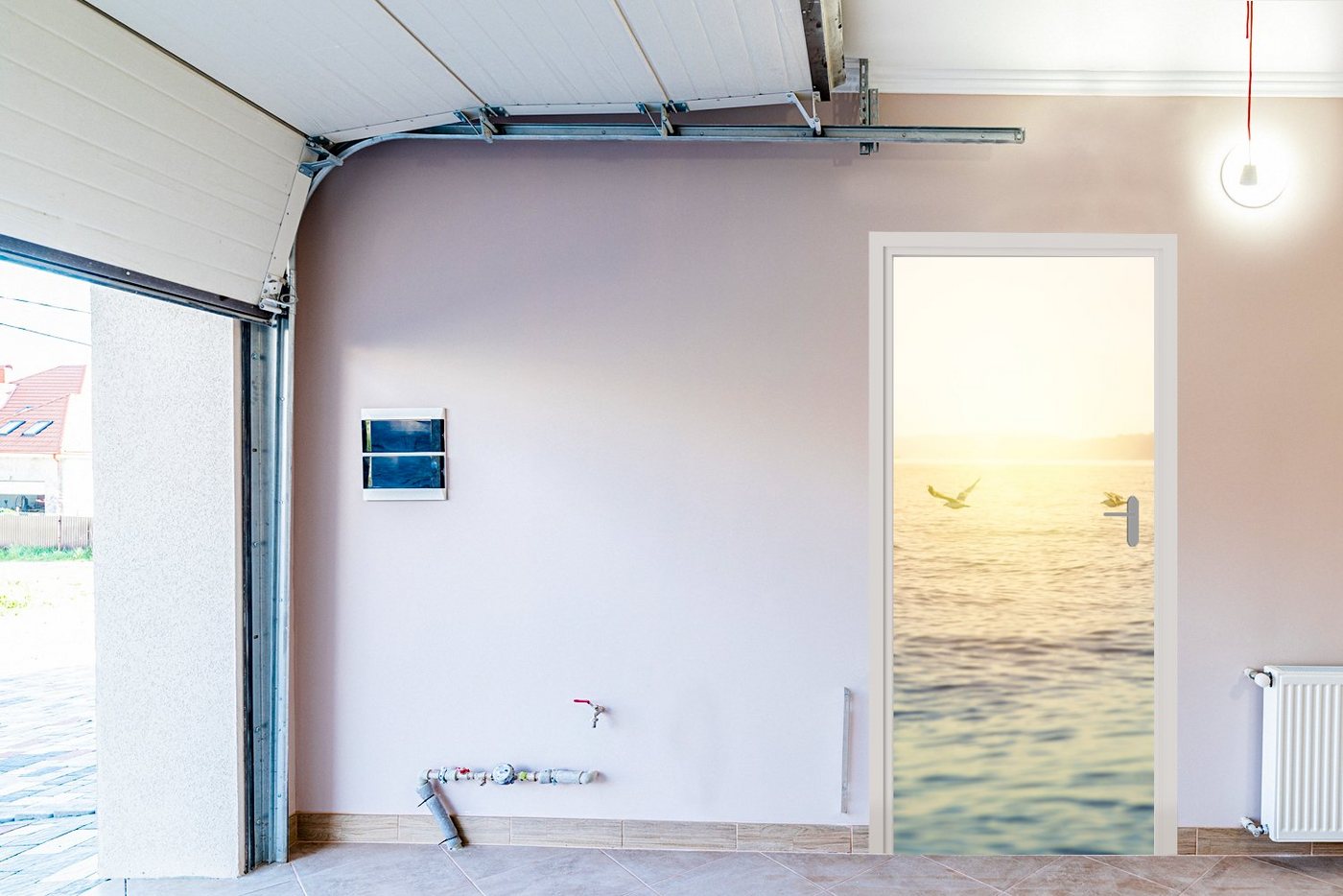 MuchoWow Türtapete Meer - Möwe - Sonne, Matt, bedruckt, (1 St), Selbstklebende Tapete, Folie für Möbel, 75x205 cm Bild 5