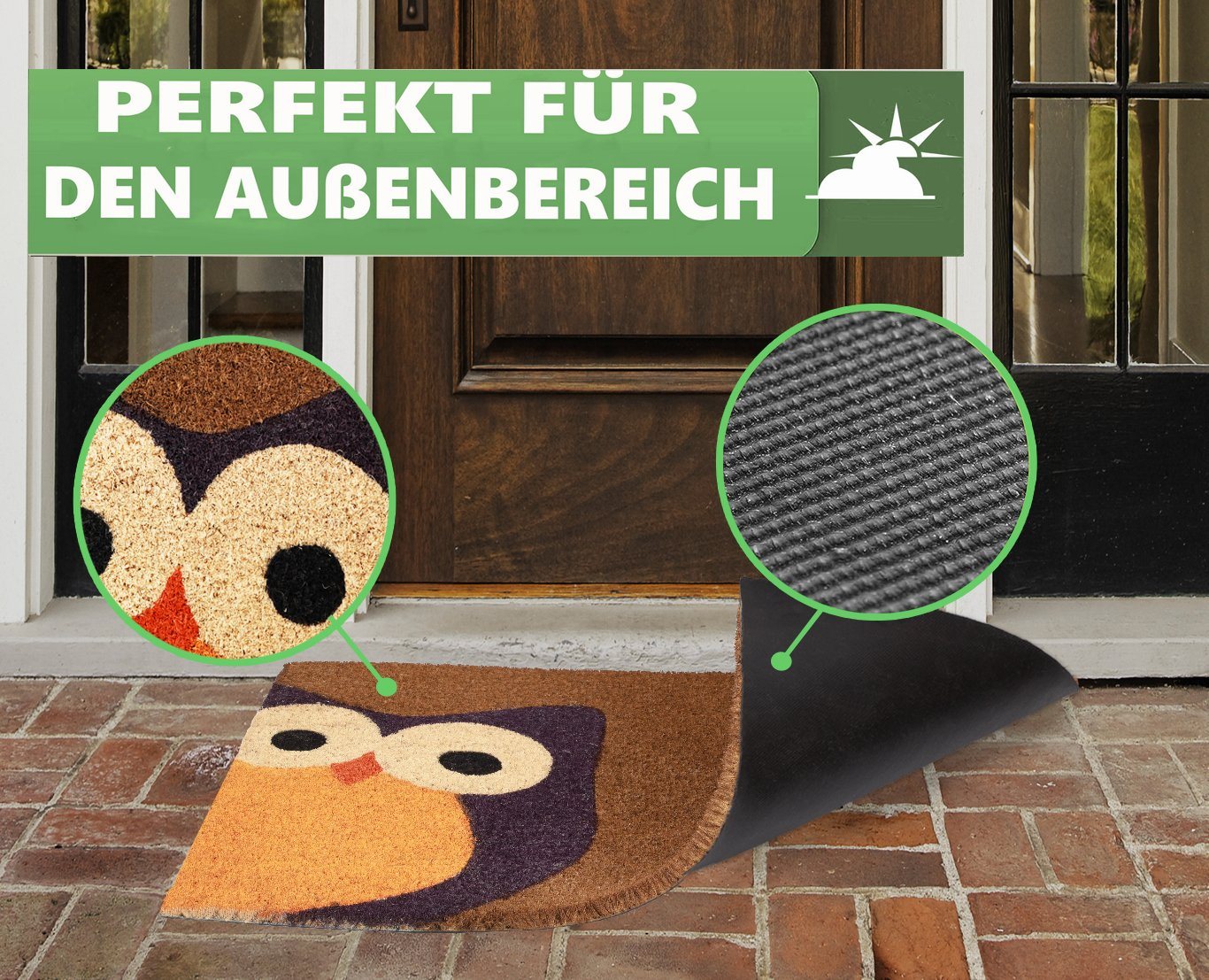 Betz Kokosmatte Kokosmatte Fußmatte Schmutzfangmatte Eule Home braun 45x75cm, (1-St) Bild 2