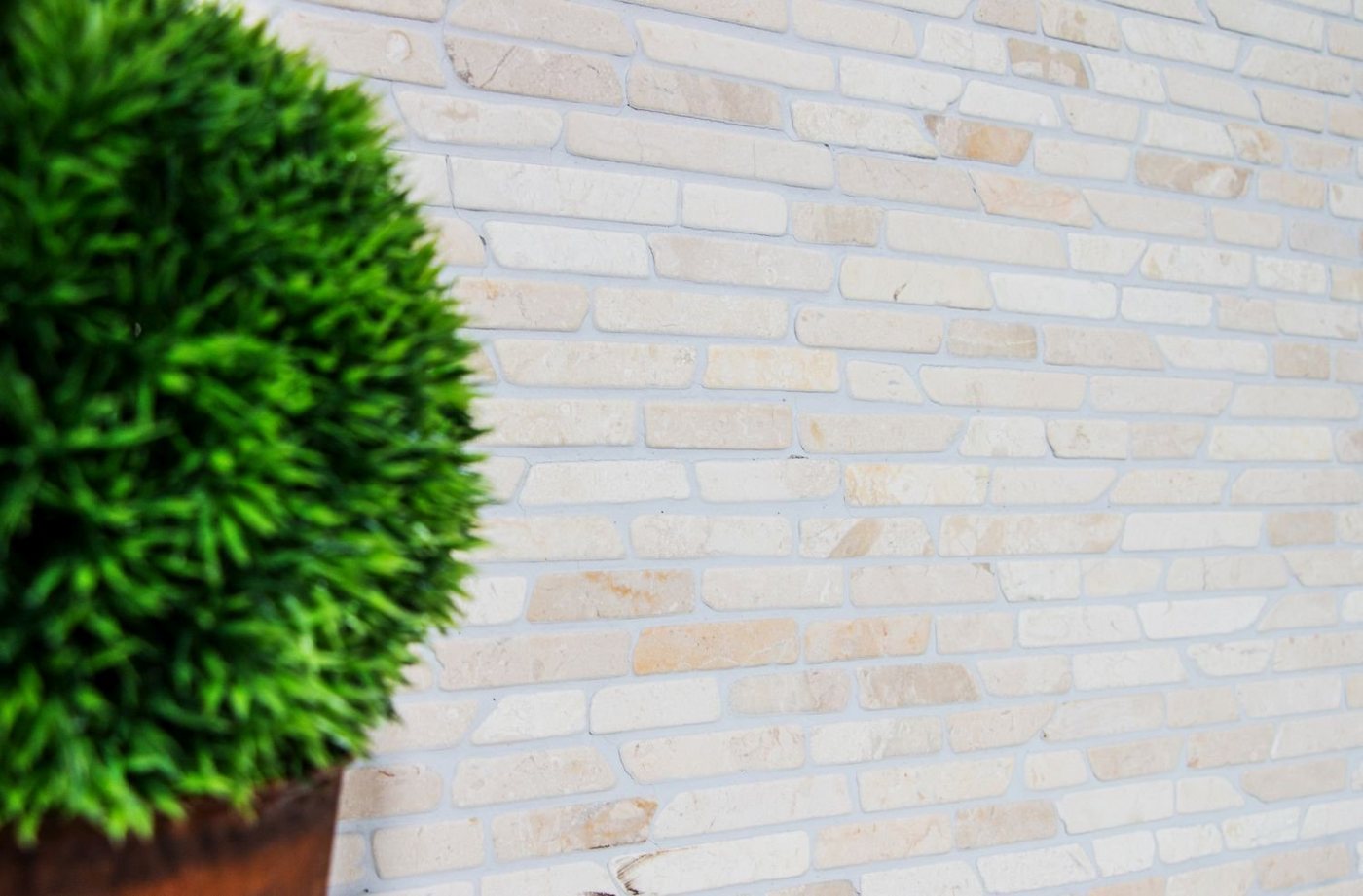 Mosani Mosaikfliesen Mosaik Marmor Naturstein Verbund cremeweiß Küche