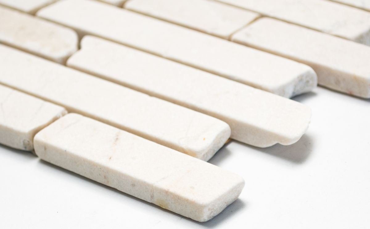 Mosani Mosaikfliesen Mosaik Marmor Naturstein Verbund cremeweiß Küche Bild 2