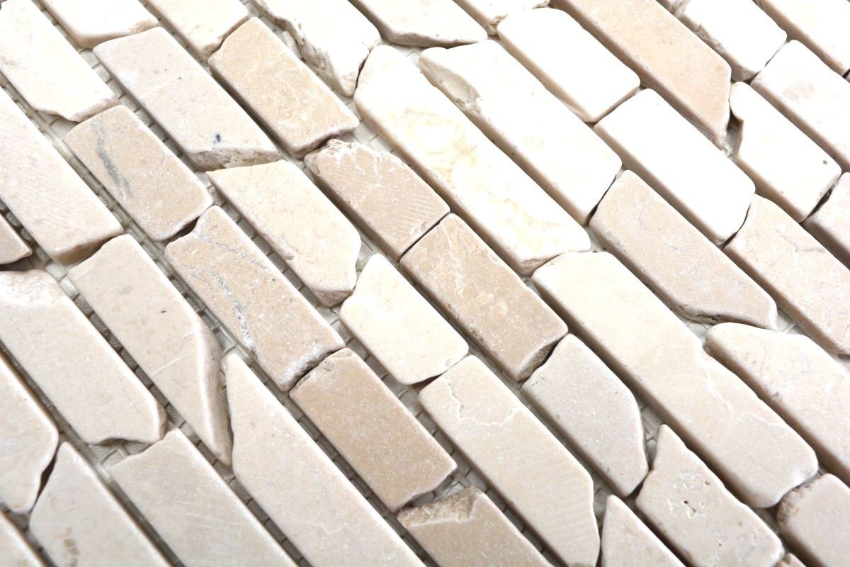 Mosani Mosaikfliesen Mosaik Marmor Naturstein Verbund cremeweiß Küche Bild 3