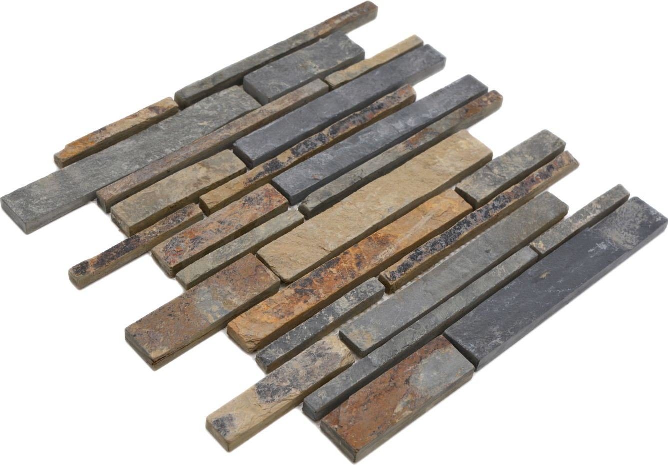 Mosani Mosaikfliesen Schiefer Mosaik Fliese Naturstein rost Brick rustik Küchenfliese