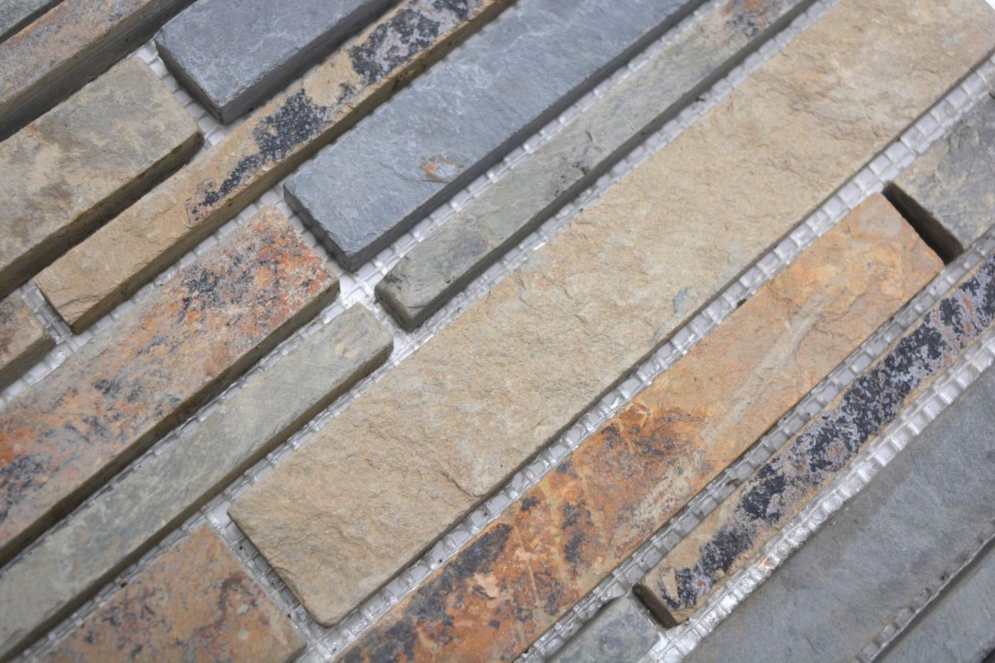 Mosani Mosaikfliesen Schiefer Mosaik Fliese Naturstein rost Brick rustik Küchenfliese Bild 2