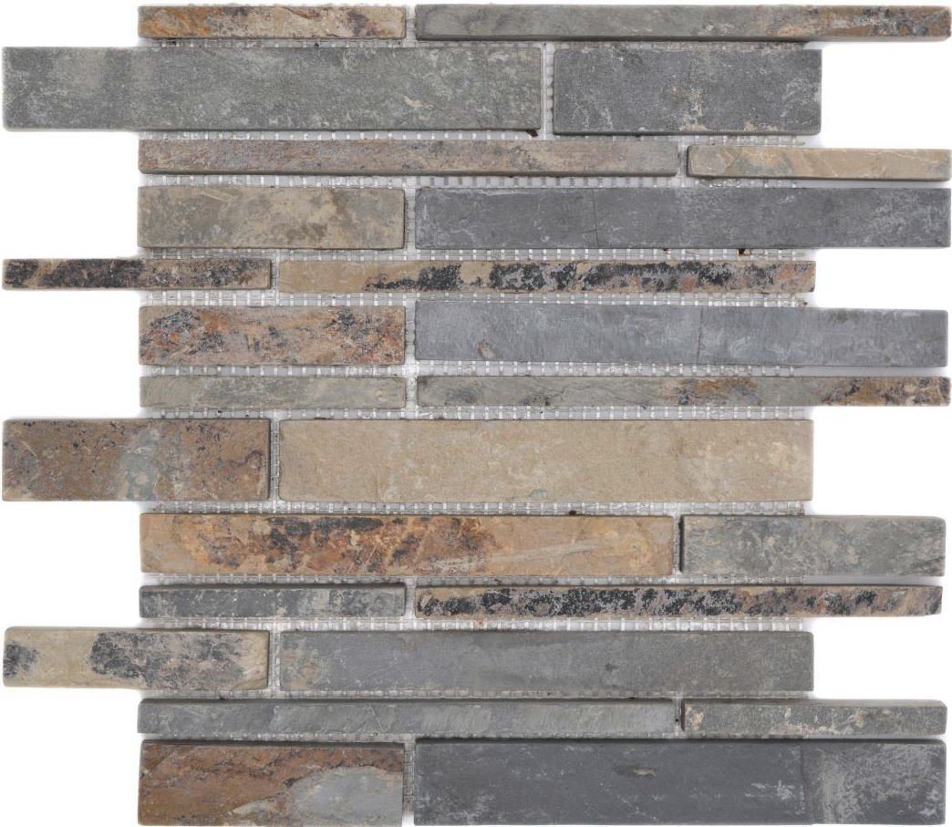 Mosani Mosaikfliesen Schiefer Mosaik Fliese Naturstein rost Brick rustik Küchenfliese Bild 3