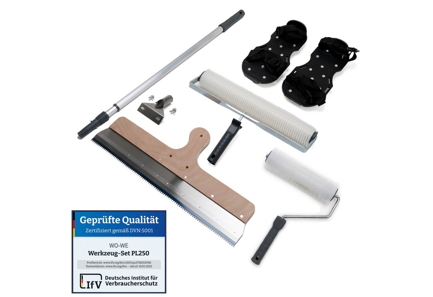 WO-WE Malerset Epoxidharz Bodenbeschichtung Werkzeug Set Ausgleichsmasse Kit PL250, (Set), 5-teilig, Epoxidharz Bodenbeschichtung Werkzeug Set