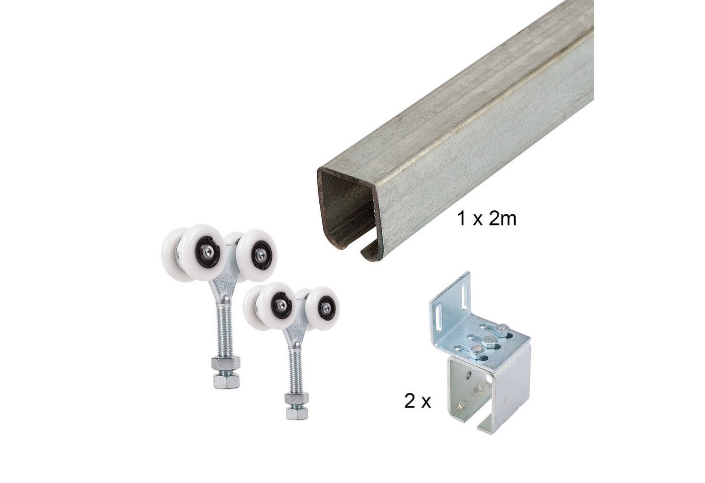 ATTAS Laufschienenprofil Laufwerkset Basic-Line geteilt (Geteilte Lieferung (maximal 2 Meter Schiene am Stück)