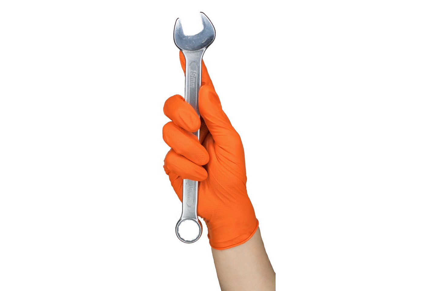 Nitras Einweghandschuhe 8335 Einmalhandschuhe Nitril Touch Grip orange Box à 50 Stück Gr S-XXL ölbeständig/starker Grip