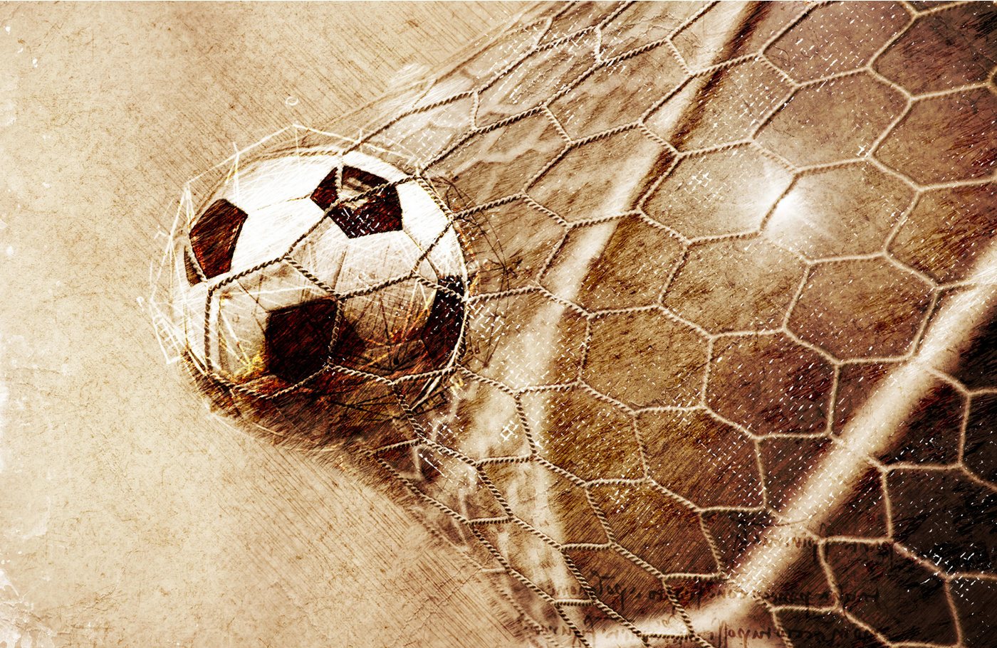 Papermoon Fototapete VLIES-Tapete Premium Fußball Sport Europameisterschaft EM Tor Netz, Kleister KOSTENLOS, reduziert, 3D-Effekt, restlos trocken abziehbar, (komplett Set inkl. Tapetenkleister, 8390), Wandtapete Bild Dekoration Wand-Dekor Motiv Tapete Poster