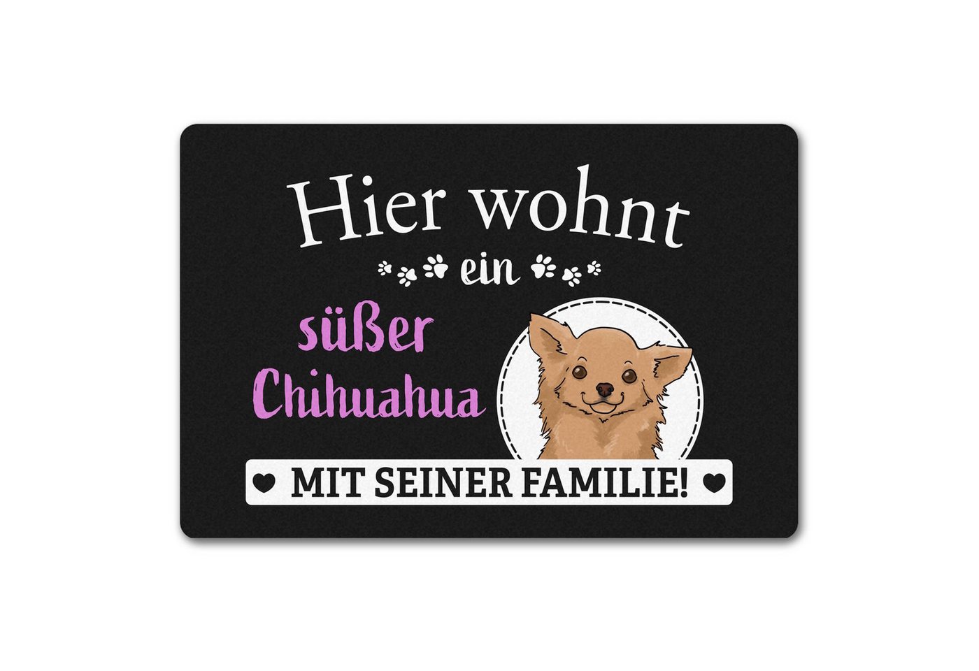 speecheese Fußmatte Hier wohnt ein Chihuahua mit seiner Familie Fußmatte in 40x60 cm ohne Bild 2