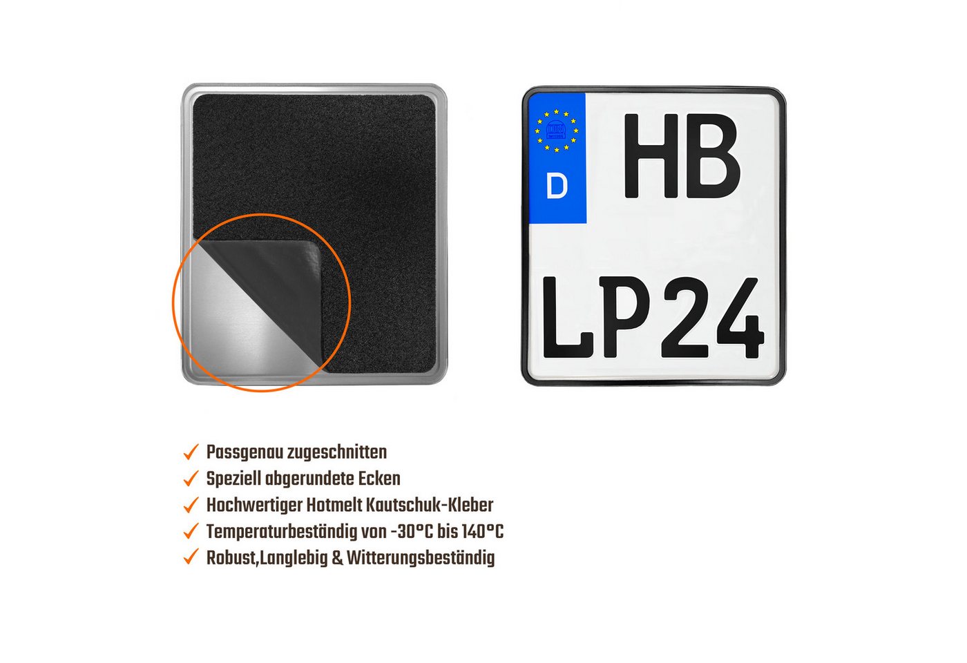 L & P Car Design Kennzeichenhalter für Motorrad 188x200 mm Klett Rahmenlos Kennzeichenhalterung, (1 Stück)
