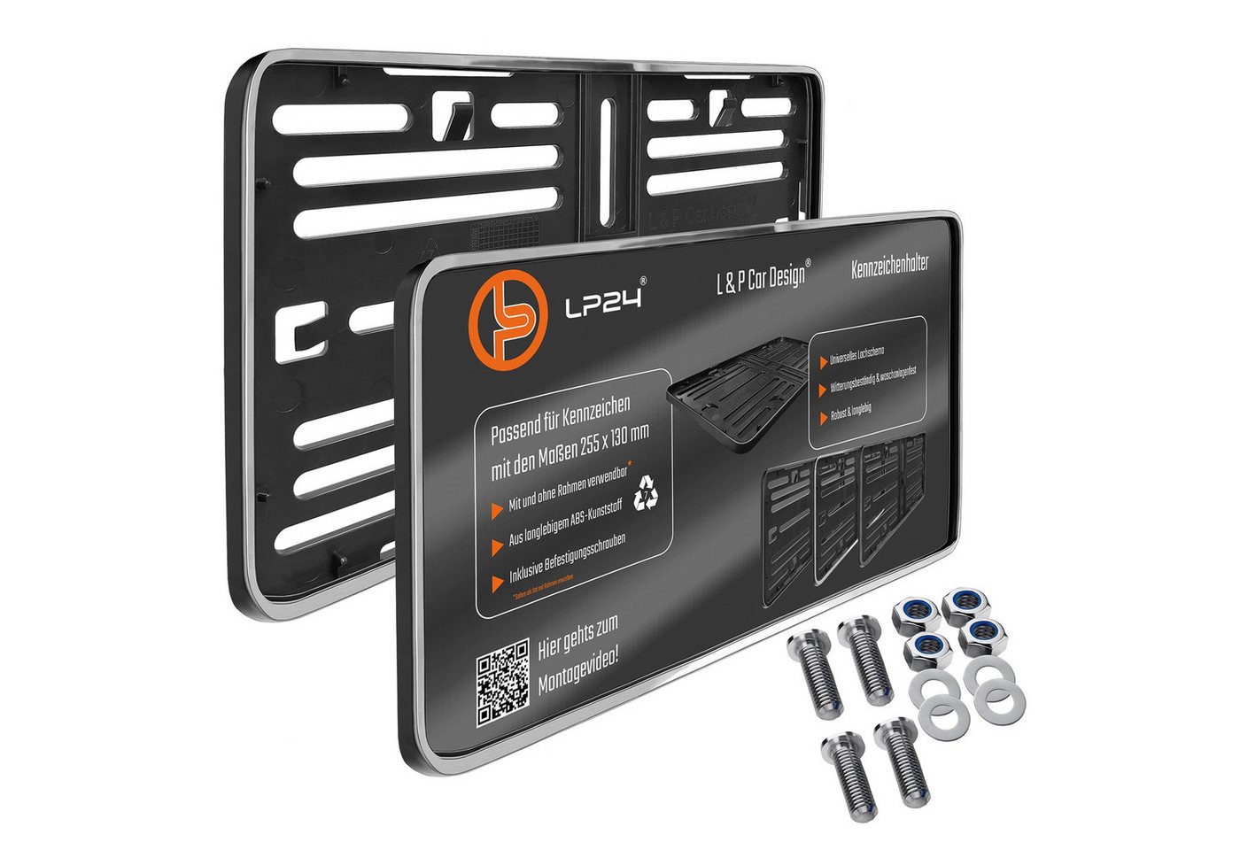 L & P Car Design Kennzeichenhalter für Motorrad 255x130 mm Chrom Optik Kennzeichenhalterung, (1 Stück)