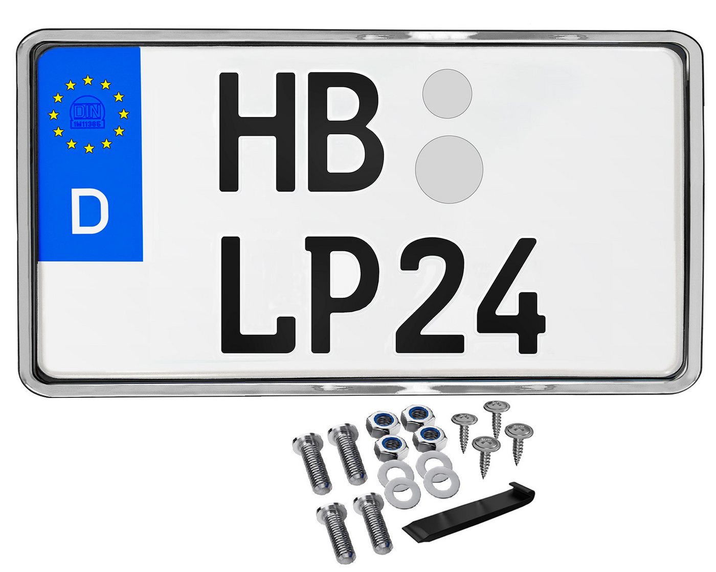 L & P Car Design Kennzeichenhalter für Motorrad 255x130 mm Chrom Optik Kennzeichenhalterung, (1 Stück) Bild 3