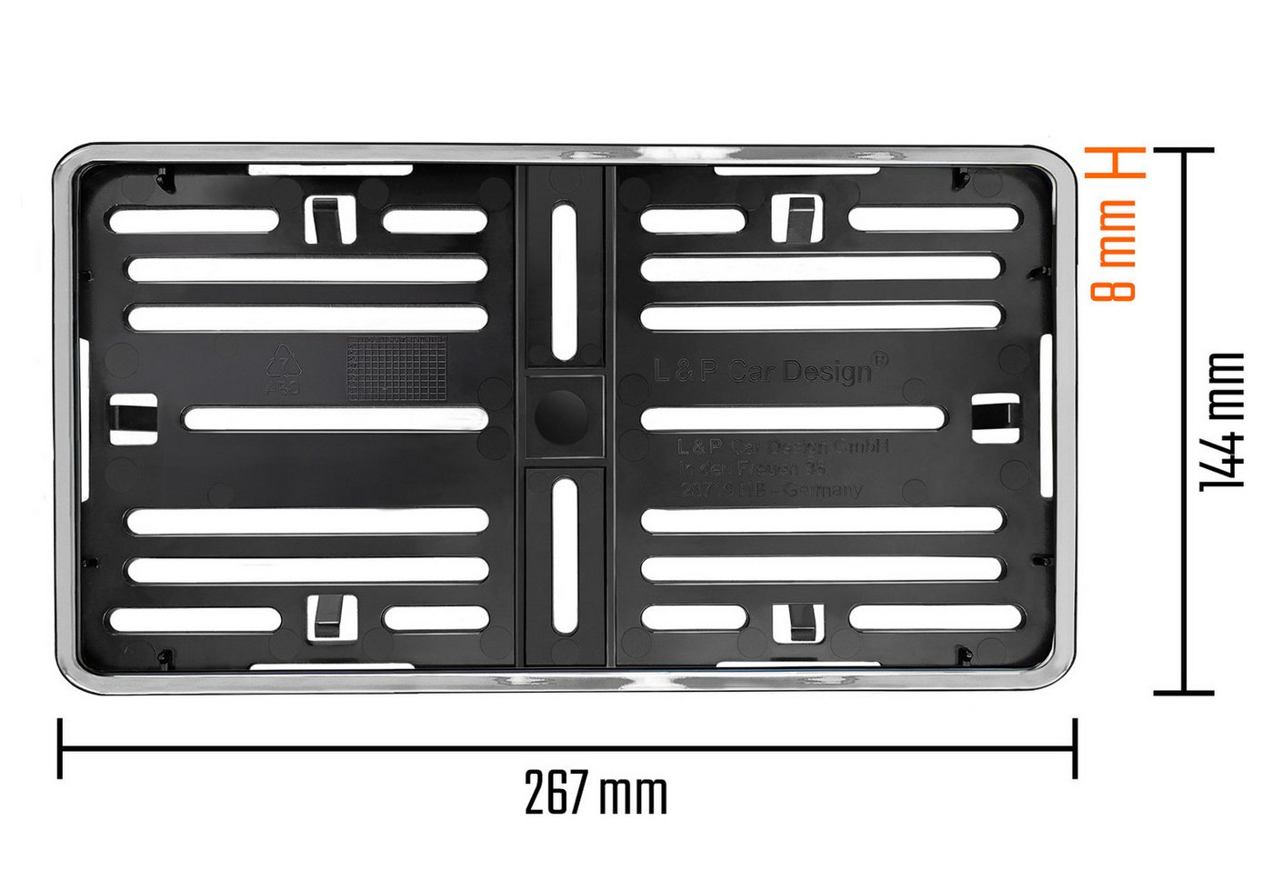 L & P Car Design Kennzeichenhalter für Motorrad 255x130 mm Chrom Optik Kennzeichenhalterung, (1 Stück) Bild 5