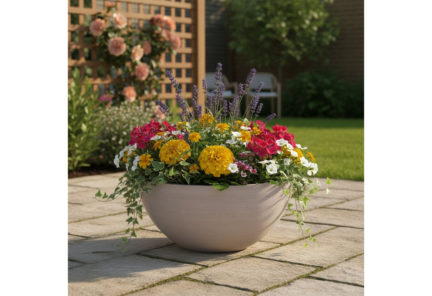 colourliving Blumentopf Pflanzkübel "BOWL" Ecostone – Rund, nachhaltig & wetterfest, Stilvolle Nachhaltigkeit für drinnen und draußen Bild 2