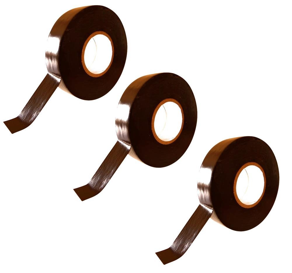 varivendo Klebepad Isolierband Schwarz 19mmx25m, 3er Set PVC Elektro-Klebeband (Rollen, 3-St., Isolierband) Isolierband Weichband Weich-PVC-Band PVC-Band Isolierklebeband