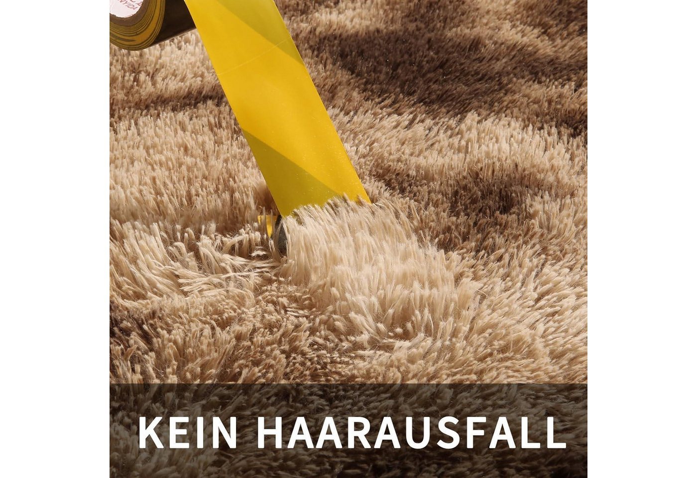 Sour Lemon Hochflor-Teppich Sour Lemon Hochflor Teppich Braun 140x200 Waschbar Anti-Rutsch
