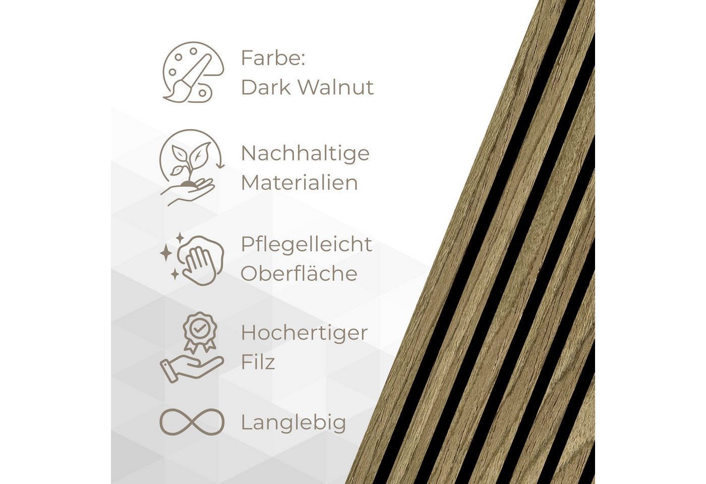 tktrading24 Wandpaneel Akustikpaneel mit Holzfurnier Wandpaneele in Black Walnut PET-Filz, BxL: 60x270 cm, (2-tlg) Bild 5