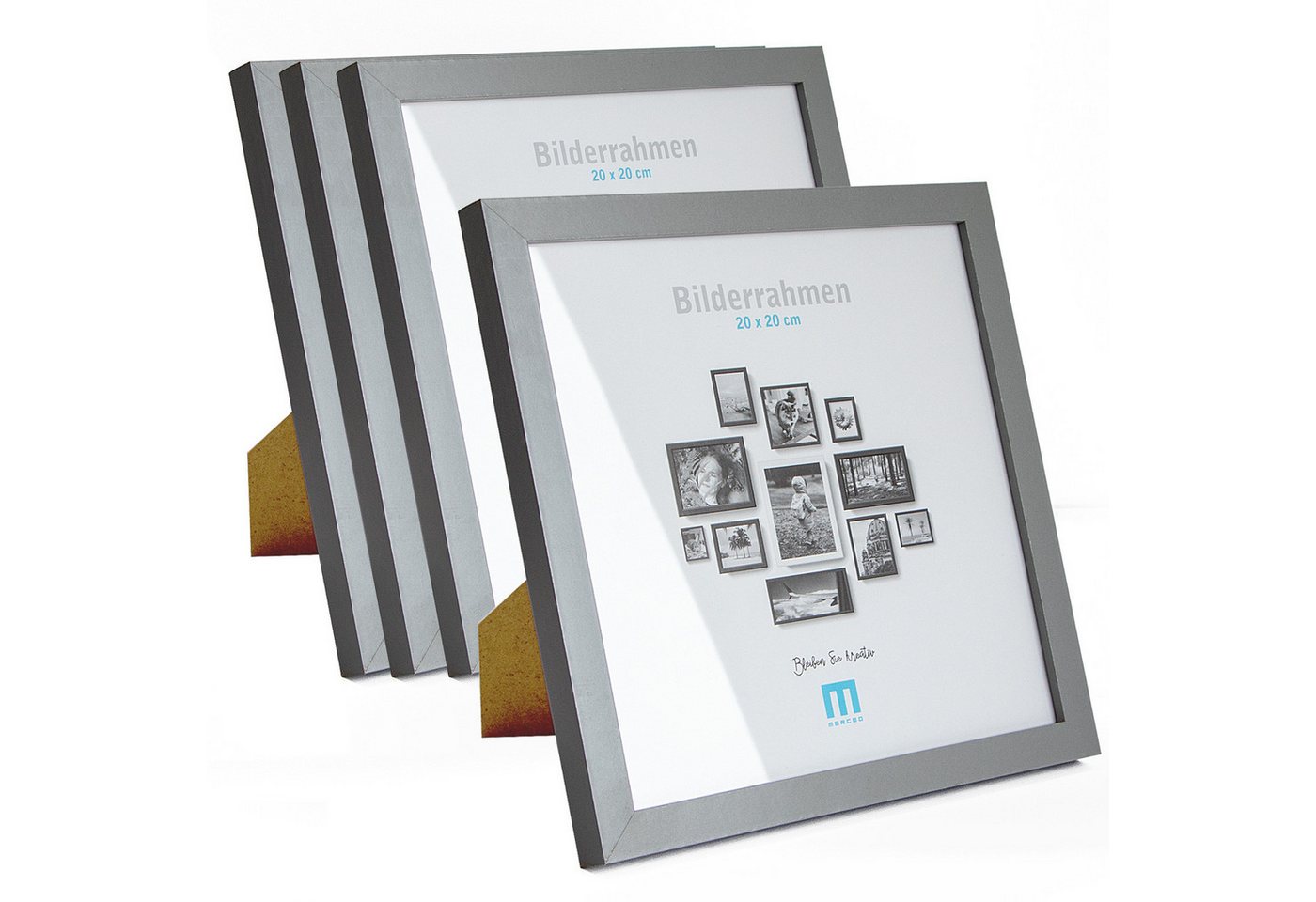M MERCEO Bilderrahmen, 4er Set 20x20cm Bilderrahmen in grau (MDF, Acrylglas, aufstellbar) Bild 5