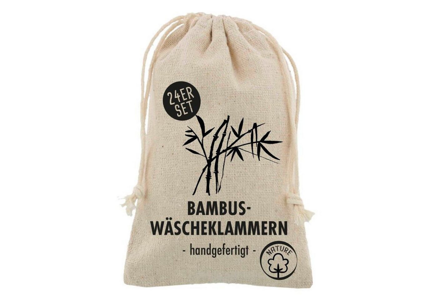 BURI Wäscheklammern Bambus Wäscheklammern 24er-Set im Beutel Holzklammern Bastelklammern