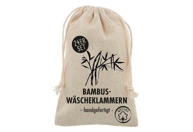 BURI Wäscheklammern Bambus Wäscheklammern 24er-Set im Beutel Holzklammern Bastelklammern