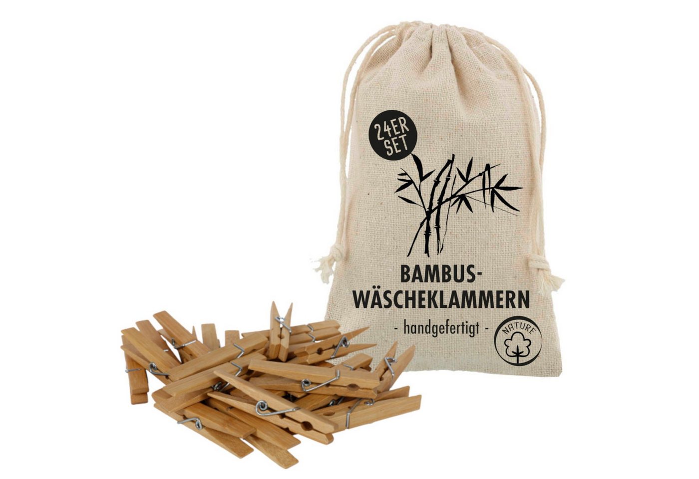 BURI Wäscheklammern Bambus Wäscheklammern 24er-Set im Beutel Holzklammern Bastelklammern Bild 5