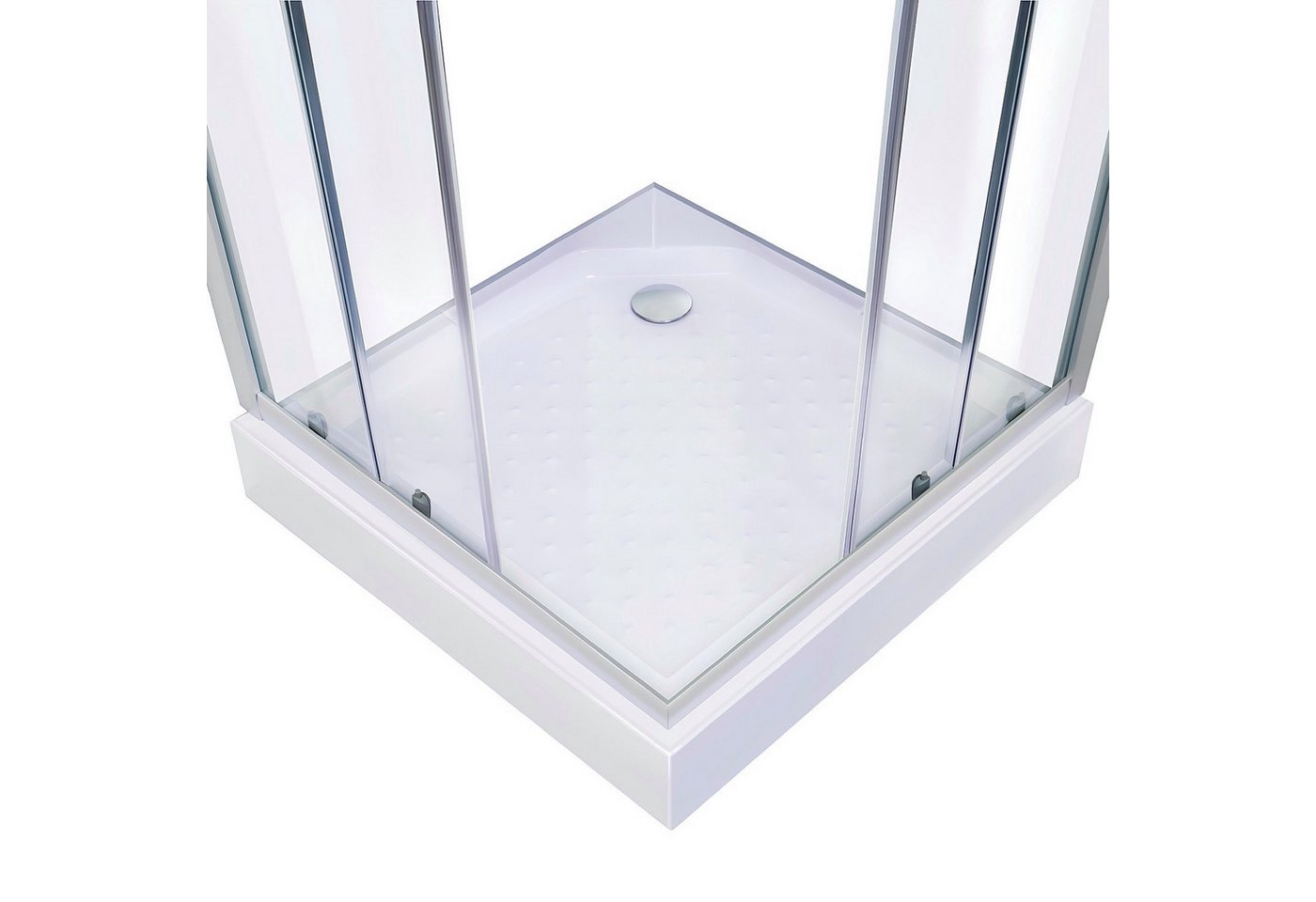 Belvit Eckdusche BV-DK3-100100, BxT: 100x100 cm, 1-tlg., Belvit Duschkabine Eckdusche mit Schiebetüren und Duschwanne