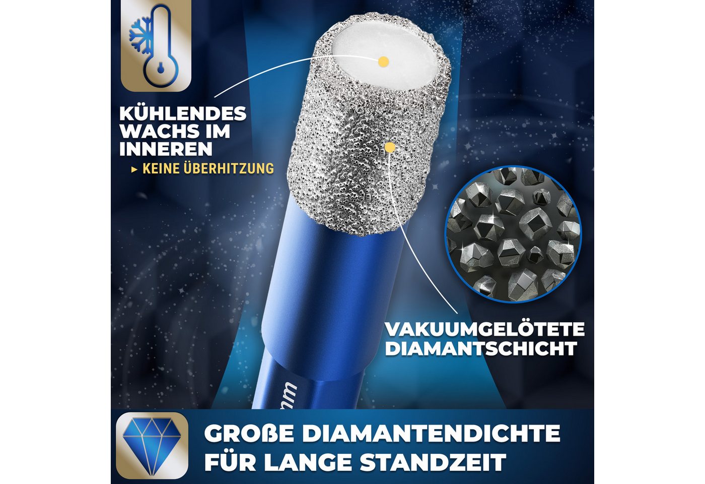 S&R Bohrersatz Professional 2-tlg Set 5 mm Diamantbohrer, Glasbohrer & Fliesenbohrer, (1 Diamantbohrer und Karbidbohrer mit Durchmesser: 5 mm), Harte Keramik, Granit, Glas, Porzellan, Fliesen, Feinsteinzeug, Marmor Bild 4