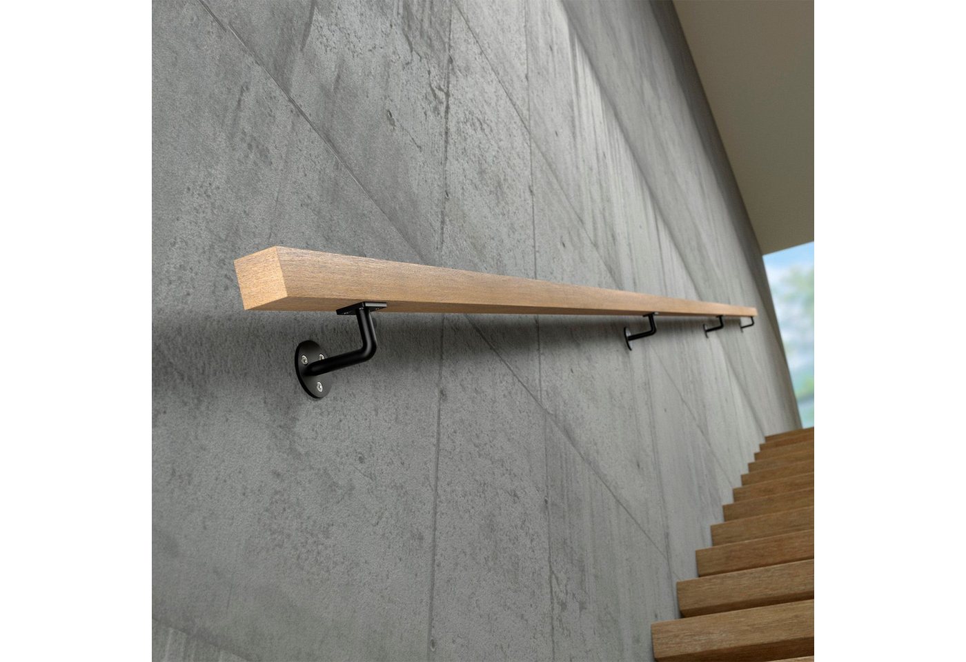 SO-TECH® Handlauf Handlaufhalter CURVE 90° Stahl schwarz pulverbeschichtet, (2 St), Geländerhalter rund 55x70x80 mm Halter für Treppengeländer Bild 5