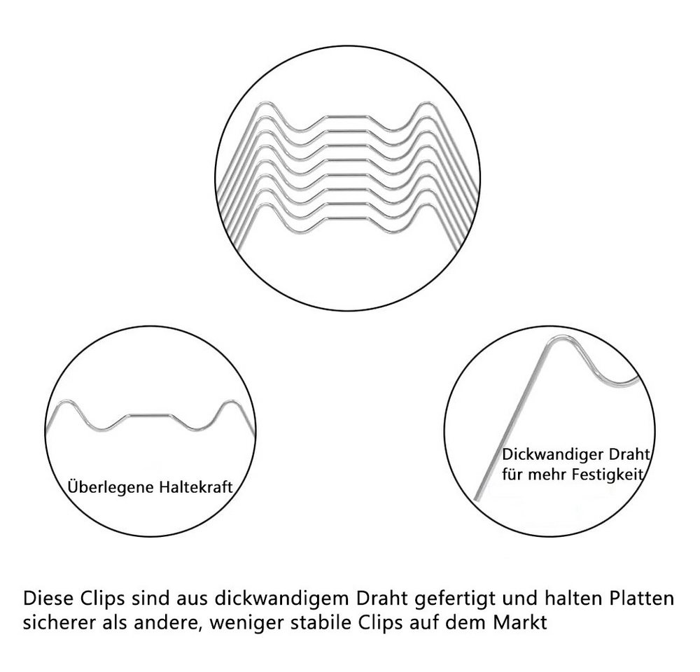 TUWENA Gewächshausclips 120 stücke Edelstahl Gartenpfähle W-förmige Nägel und Z-förmige Bild 2