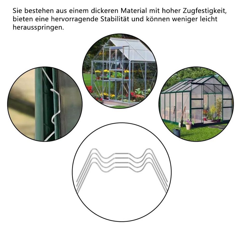 TUWENA Gewächshausclips 120 stücke Edelstahl Gartenpfähle W-förmige Nägel und Z-förmige Bild 3