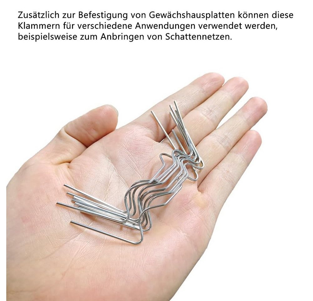 TUWENA Gewächshausclips 120 stücke Edelstahl Gartenpfähle W-förmige Nägel und Z-förmige Bild 4