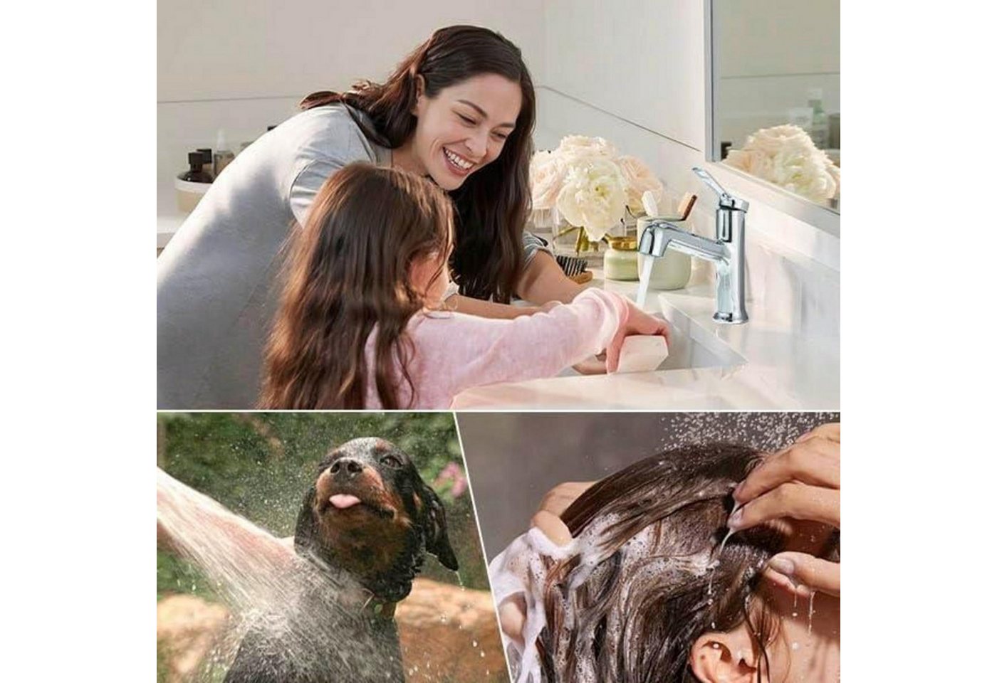 LuxusKollektion Waschtischarmatur Wasserhahn Bad Einhebelmischer Ausziehbar Brause Chrom 2 Strahlarten Bild 5
