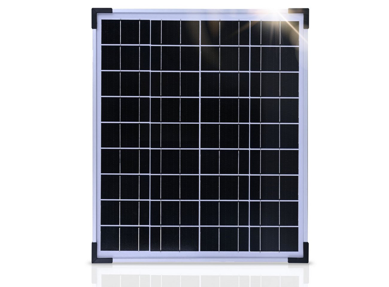 Casativo Solarmodul Monokristallines Solarpanel 20W 21,6V Modul für 12V Batterien, 3,5m Anschlusskabel/mit Glasplatte /für Outdoor