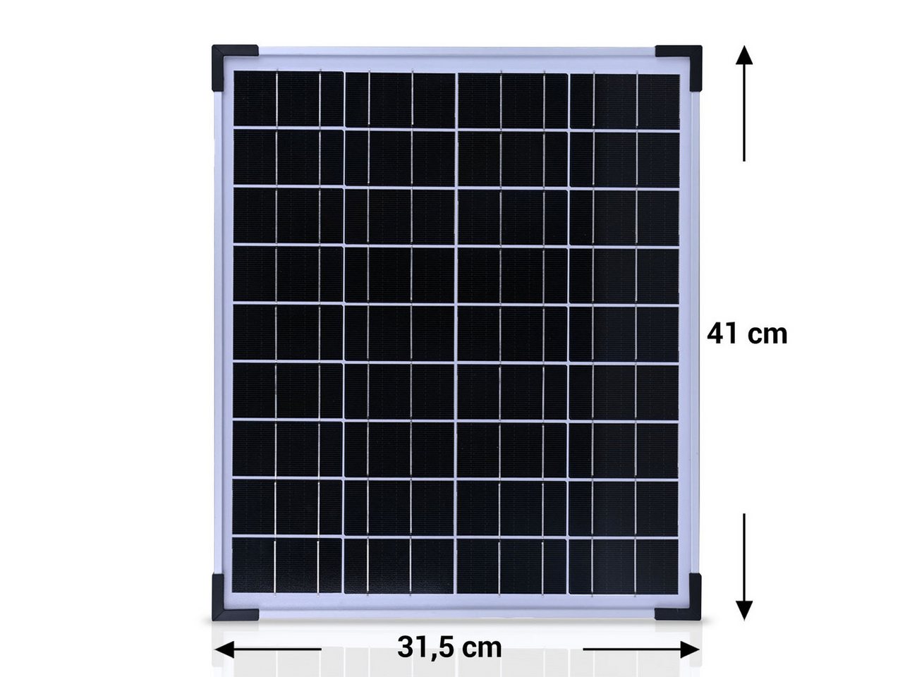 Casativo Solarmodul Monokristallines Solarpanel 20W 21,6V Modul für 12V Batterien, 3,5m Anschlusskabel/mit Glasplatte /für Outdoor Bild 5