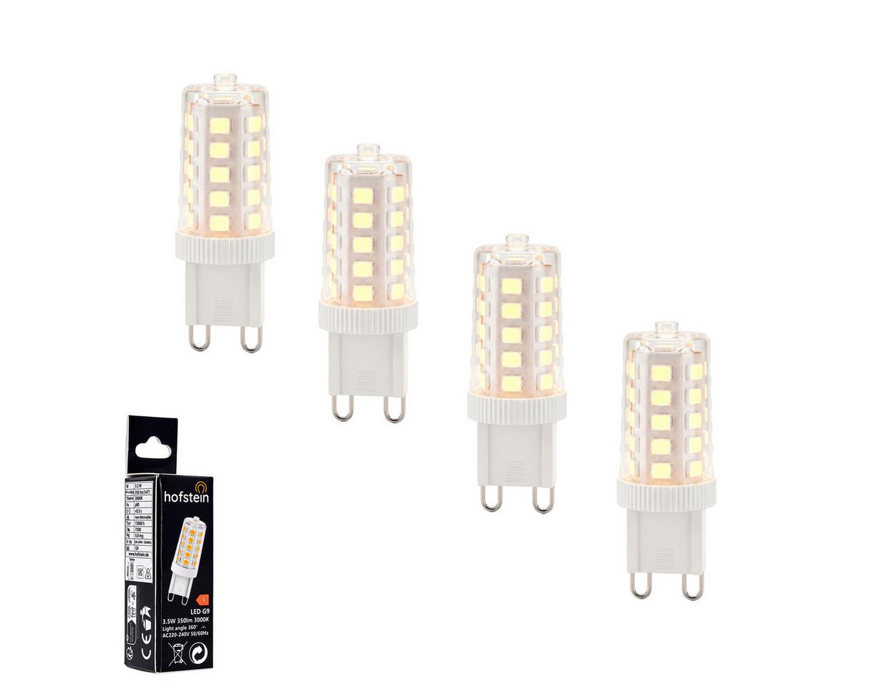 hofstein LED-Leuchtmittel 4er Set Glühbirne G9 Warmweiß nicht dimmbar 3,5 Watt, G9, 3000 Kelvin, 350 Lumen, Filament, G9, Klar Bild 5